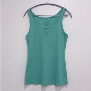 prAna Ribbed Henley Tank Aqua Size XL
